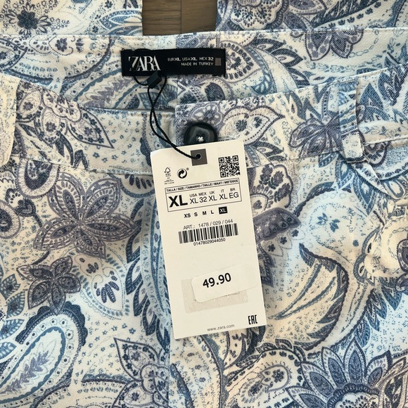 NWT Zara Straight Cut Printed Pants in Blue/White - Ref. 1478/029 - Picture 5 of 11